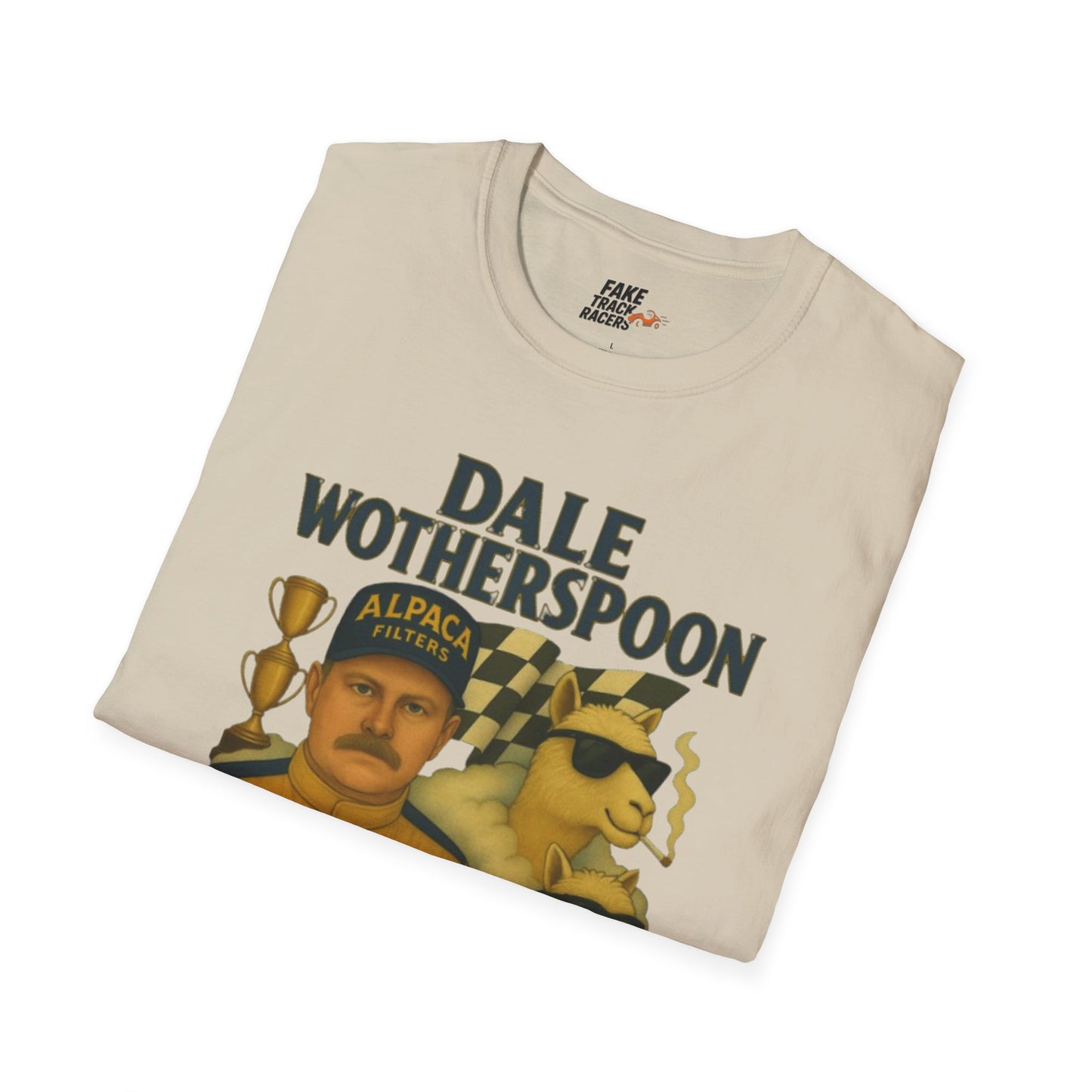 Vintage Style 90s Racing Tee Shirt DALE WOTHERSPOON Alpaca Fake Track Racers