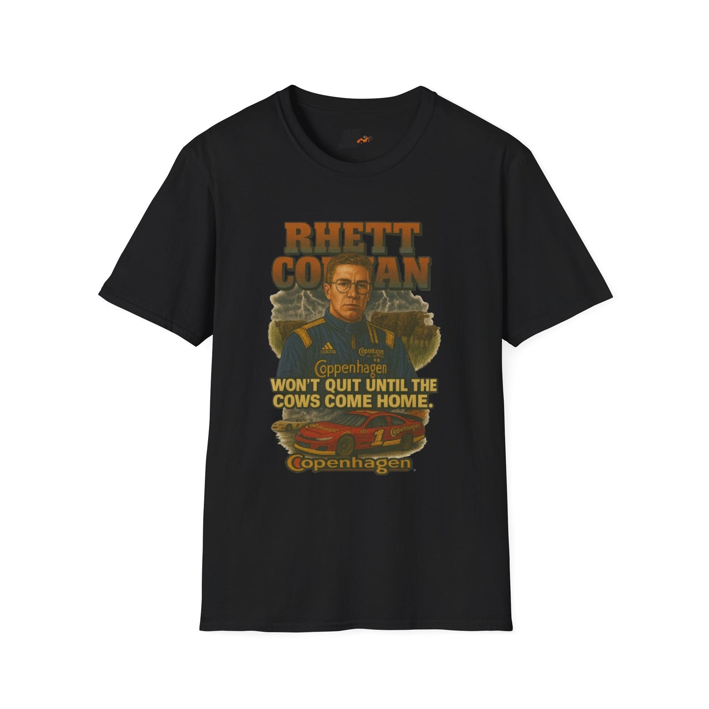 Vintage 90s Racing Tee Shirt RHETT COWAN, Fake Track Racing Shirt