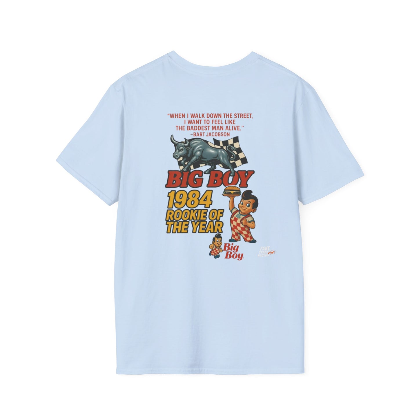 Vintage Style 90s Racing Tee Shirt BART JACOBSON Baddest Fake Track Racers