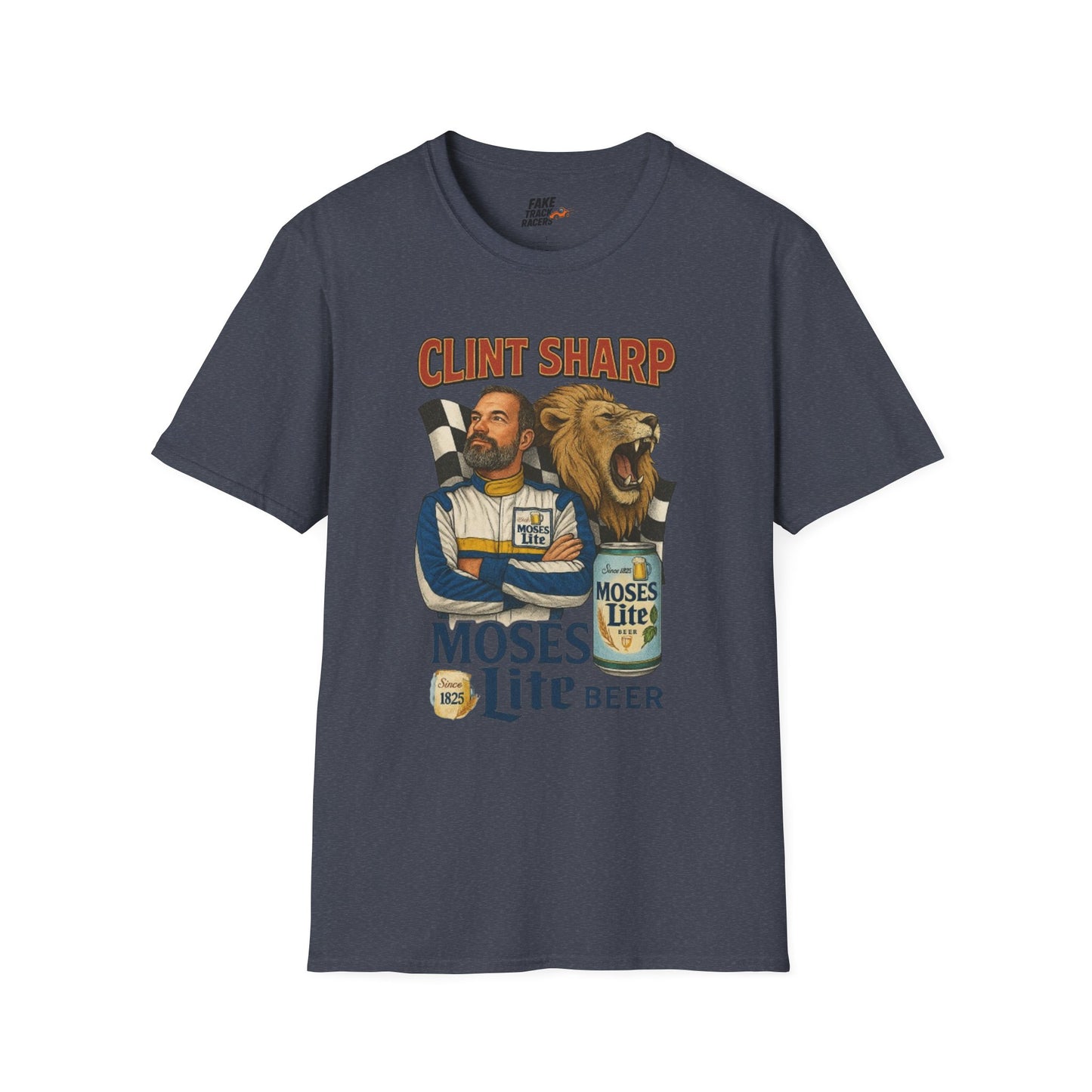 Vintage Style 90s Racing Tee Shirt CLINT SHARP MOSES LITE Fake Track Racers