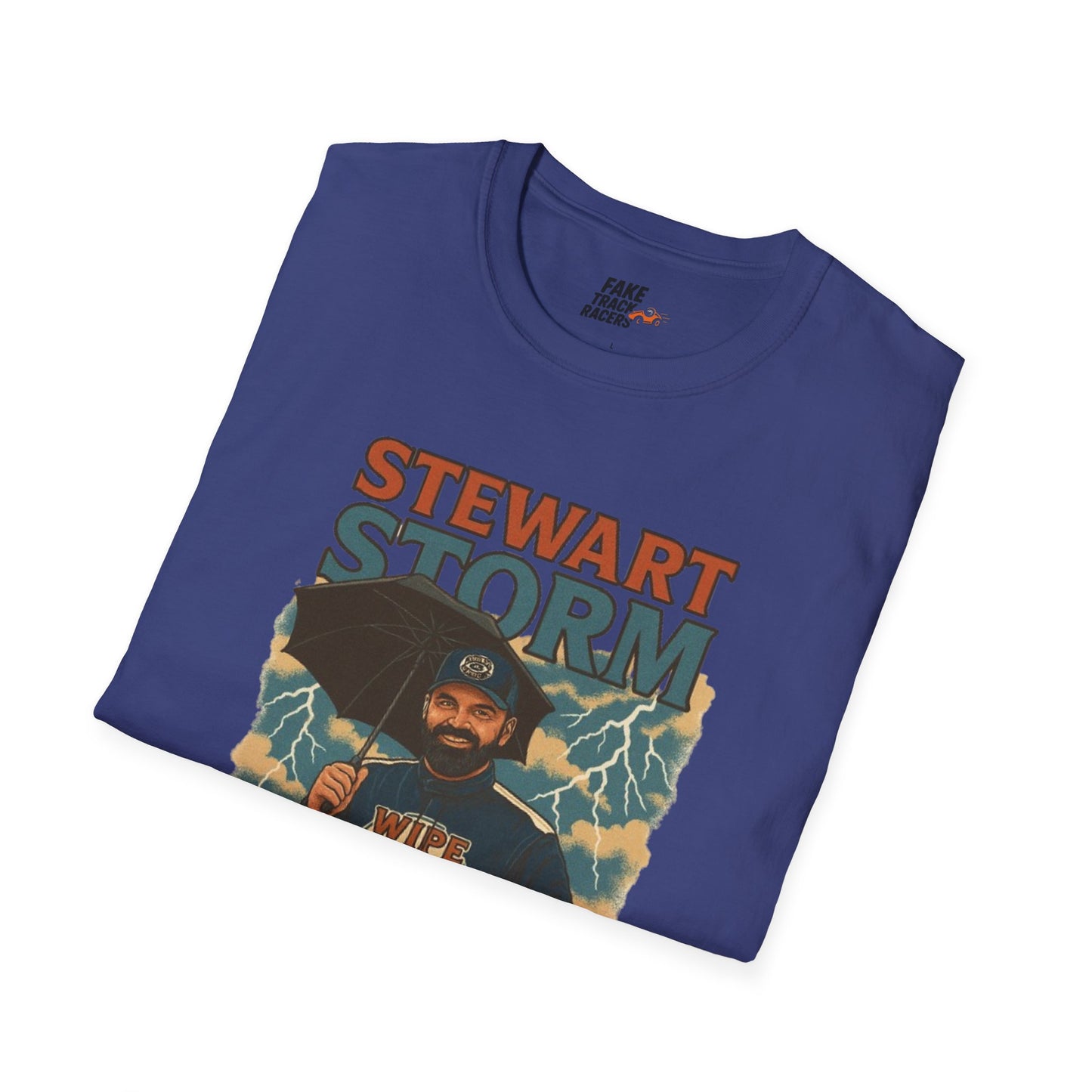Vintage Style 90s Racing Tee Shirt STEWART STORM Wipe Boss Fake Track Racers