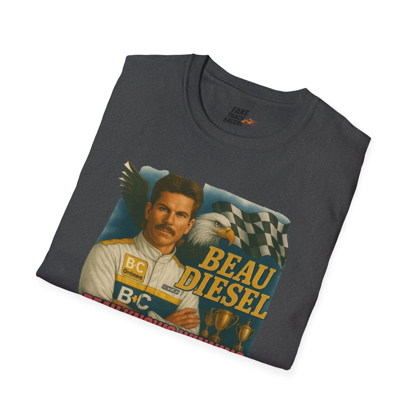Vintage Style 90s Racing Tee Shirt BEAU DIESEL BC Fake Track Racers