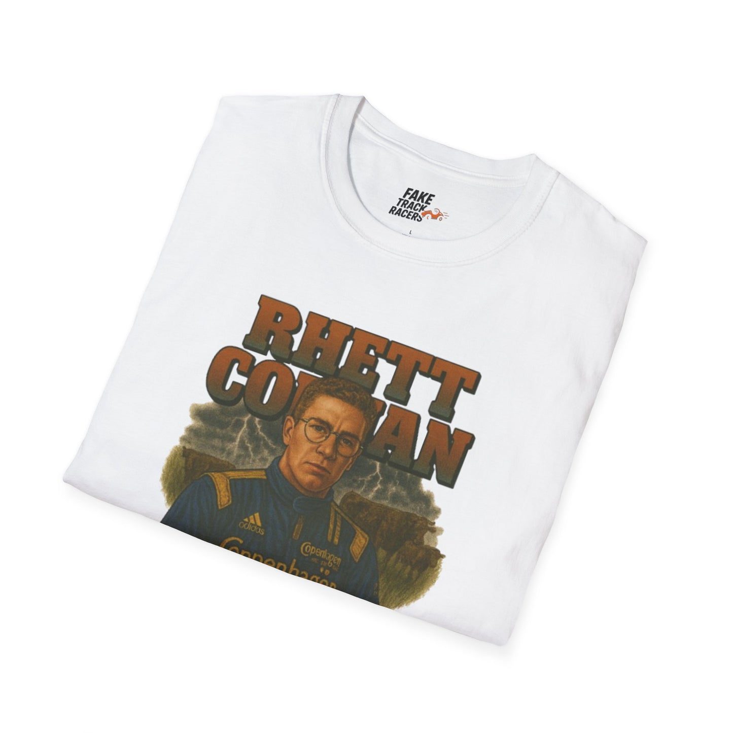 Vintage 90s Racing Tee Shirt RHETT COWAN, Fake Track Racing Shirt