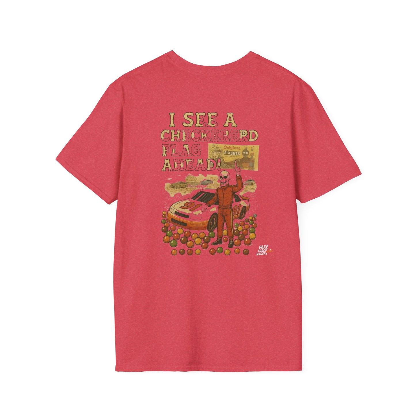 Vintage Style 90s Racing Tee JED NEWMAN Pirate Fake Track Racers