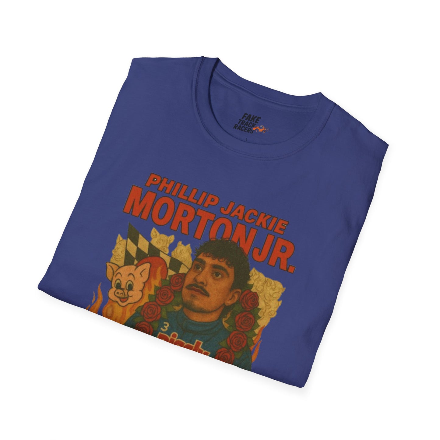 Vintage Style 90s Racing Tee Shirt PHILLIP JACKIE MORTON JR PW Fake Track Racers