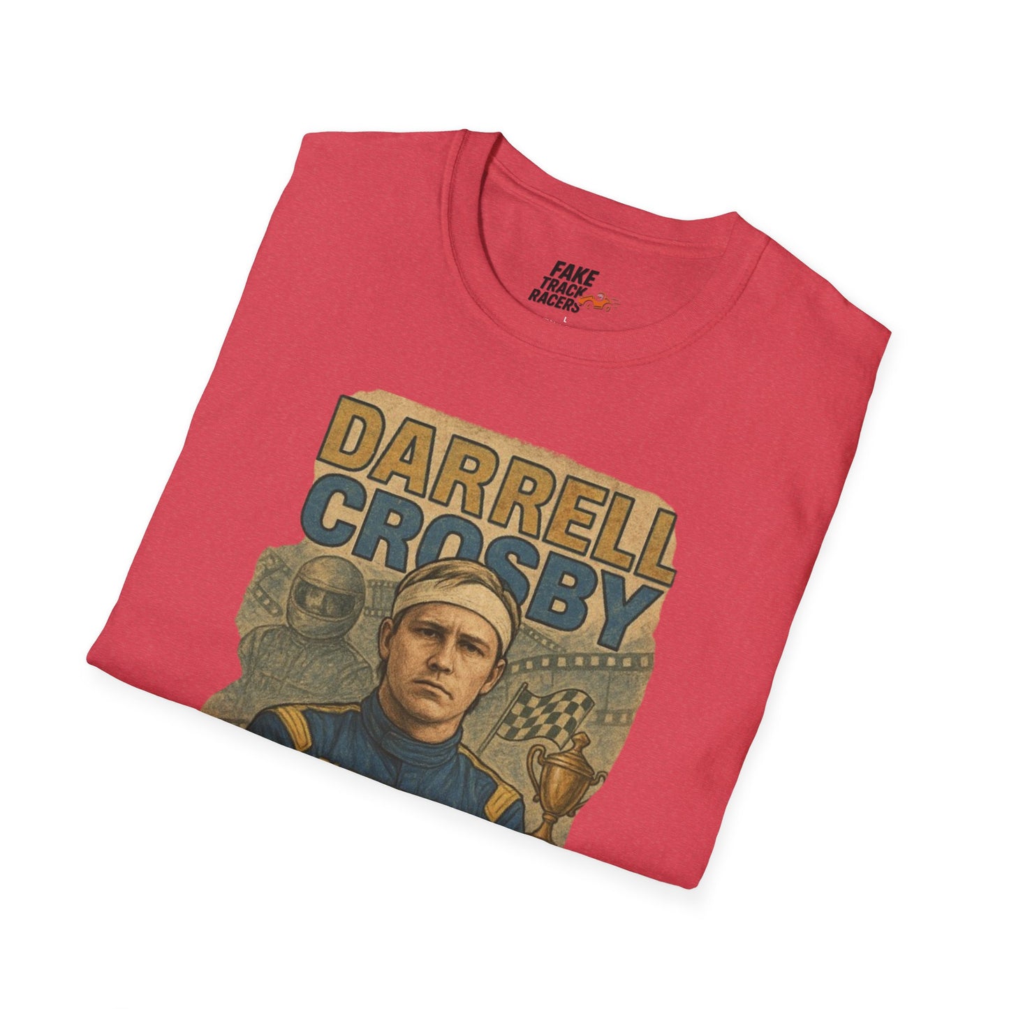 Vintage Style 90s Racing Tee Shirt DARRELL CROSBY Blockbuster Fake Track Racers