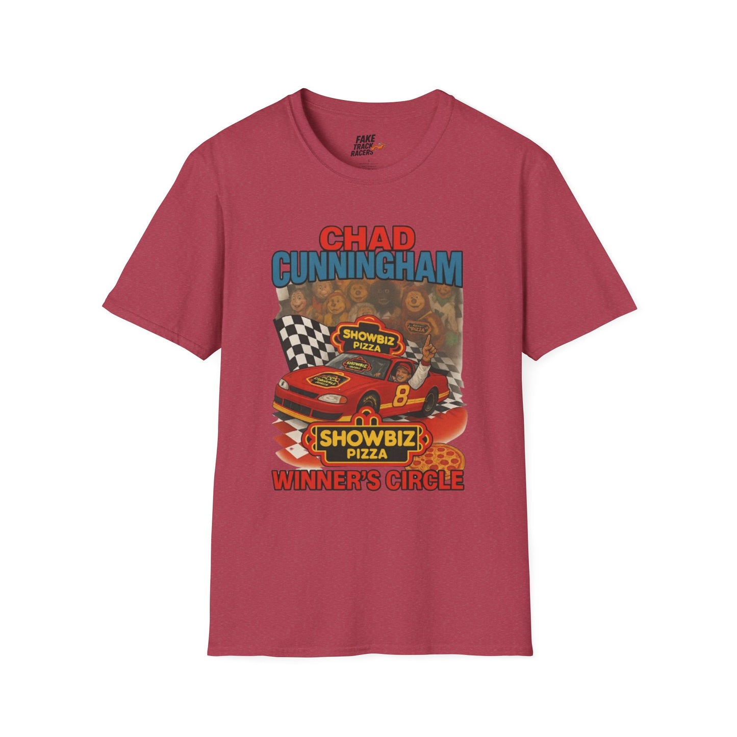 Vintage Style 90s Racing Tee Shirt CHAD CUNNINGHAM Showbiz Fake Track Racers