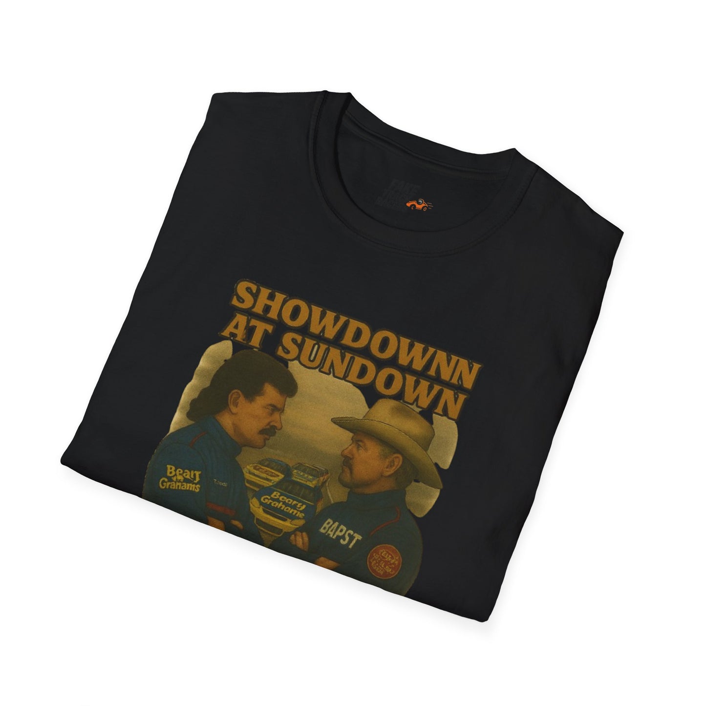 Vintage Style 90s Racing Tee Shirt SHOWDOWN AT SUNDOWN Fake Track Racers