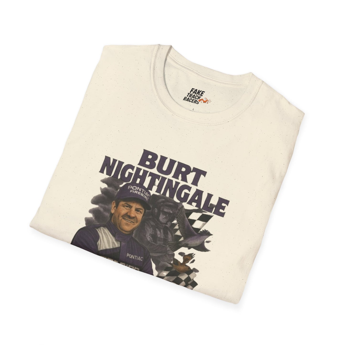 Vintage Style 90s Racing Tee Shirt BURT NIGHTINGALE Song Bird Fake Track Racers