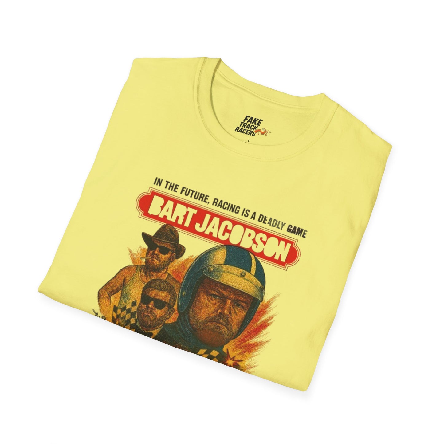 Vintage Style 90s Racing Tee Shirt BART JACOBSON Baddest Fake Track Racers