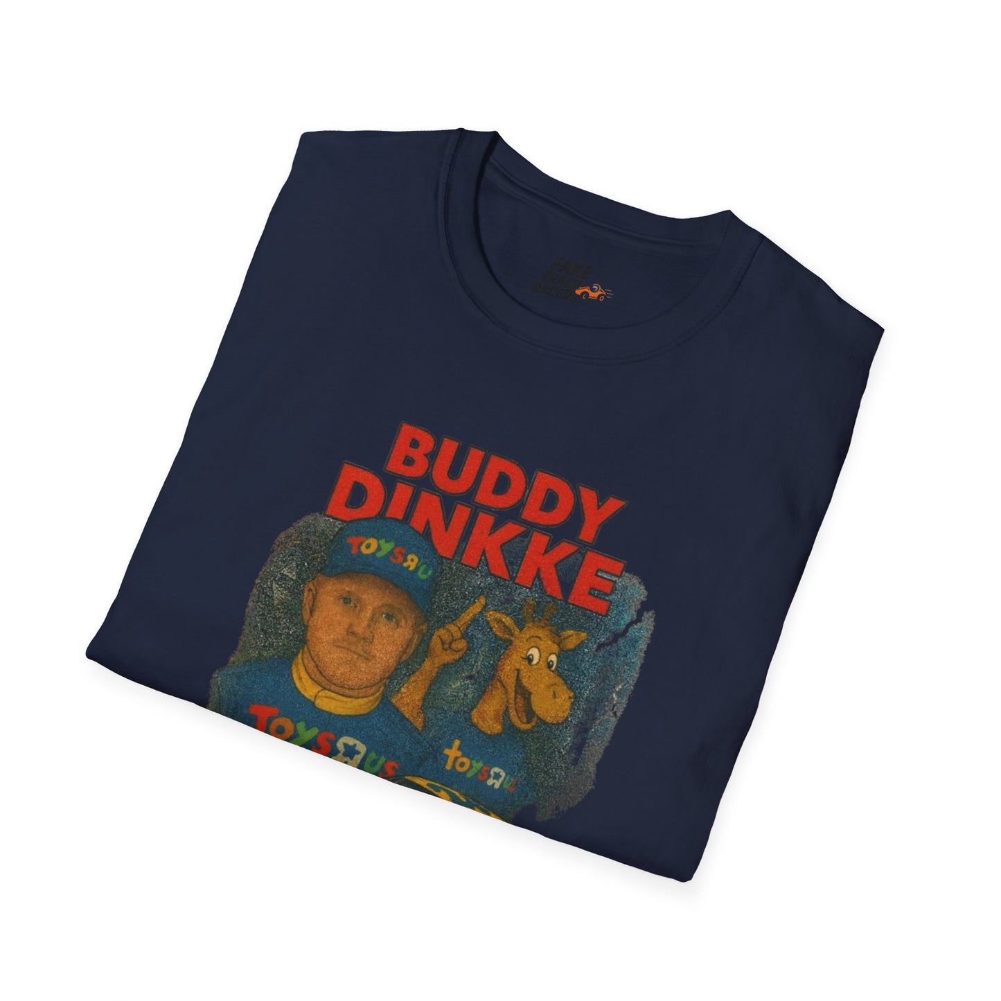 Vintage Style 90s Racing Tee Shirt BUDDY DINKKE Toys R Us Shirt Fake Track Racers