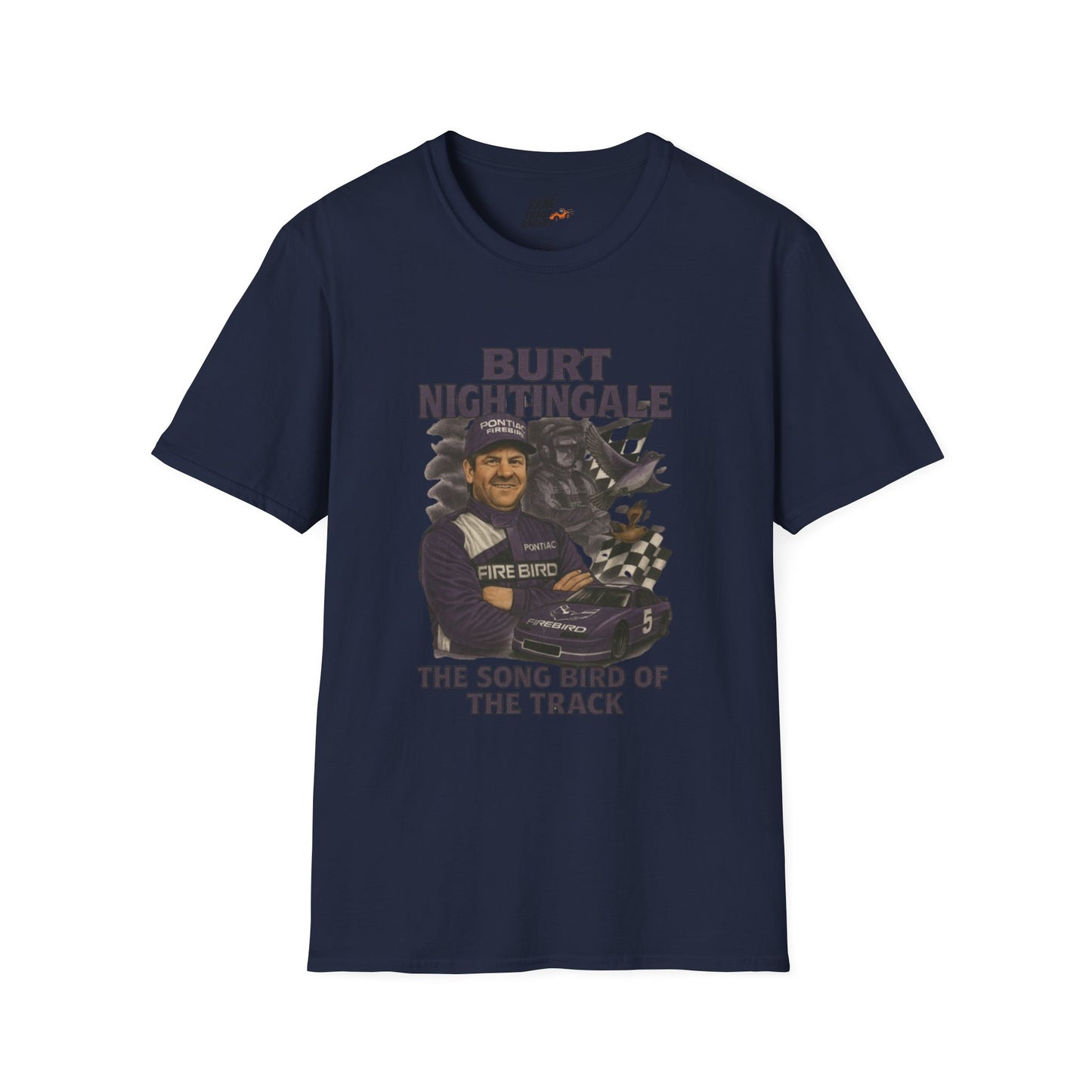 Vintage Style 90s Racing Tee Shirt BURT NIGHTINGALE Song Bird Fake Track Racers