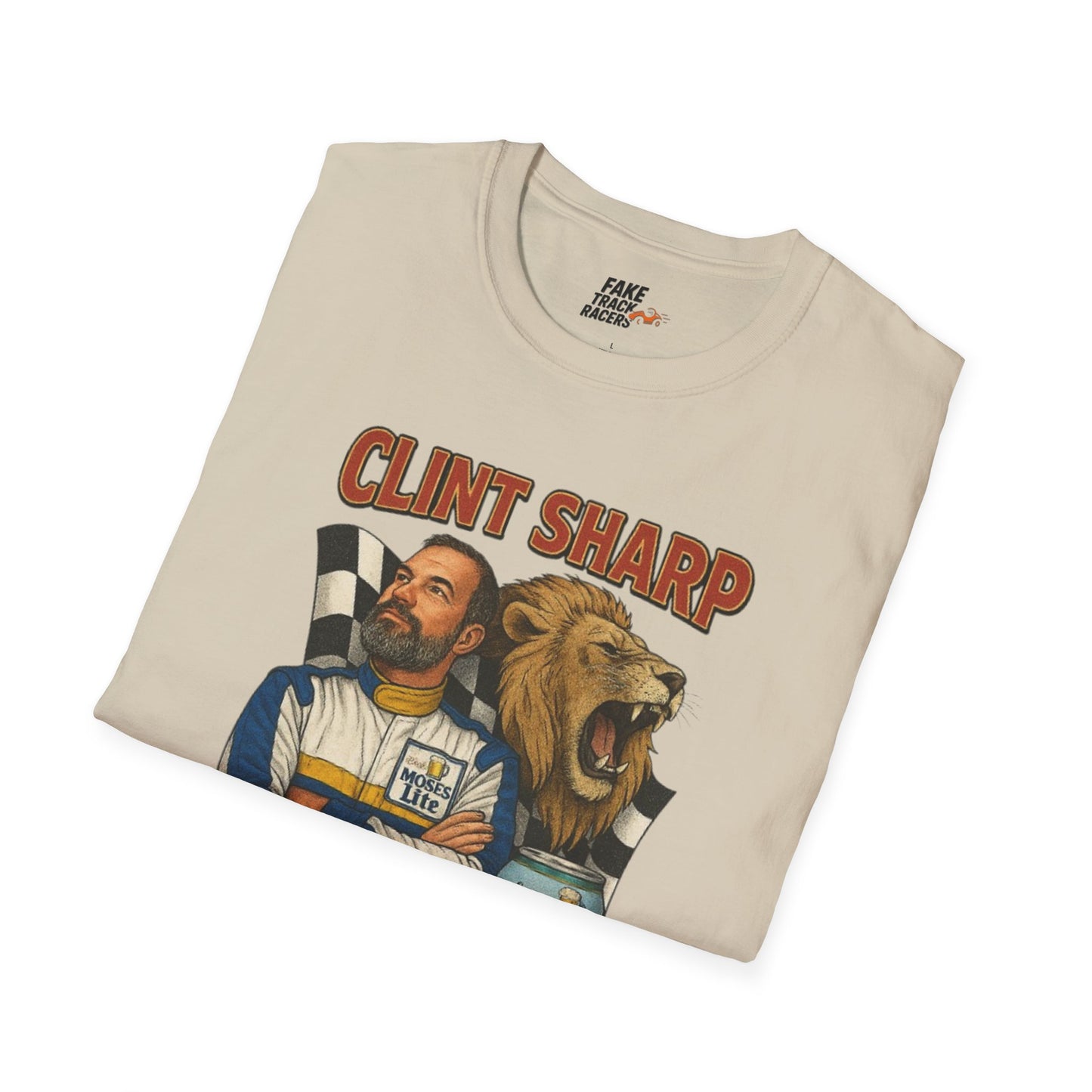 Vintage Style 90s Racing Tee Shirt CLINT SHARP MOSES LITE Fake Track Racers