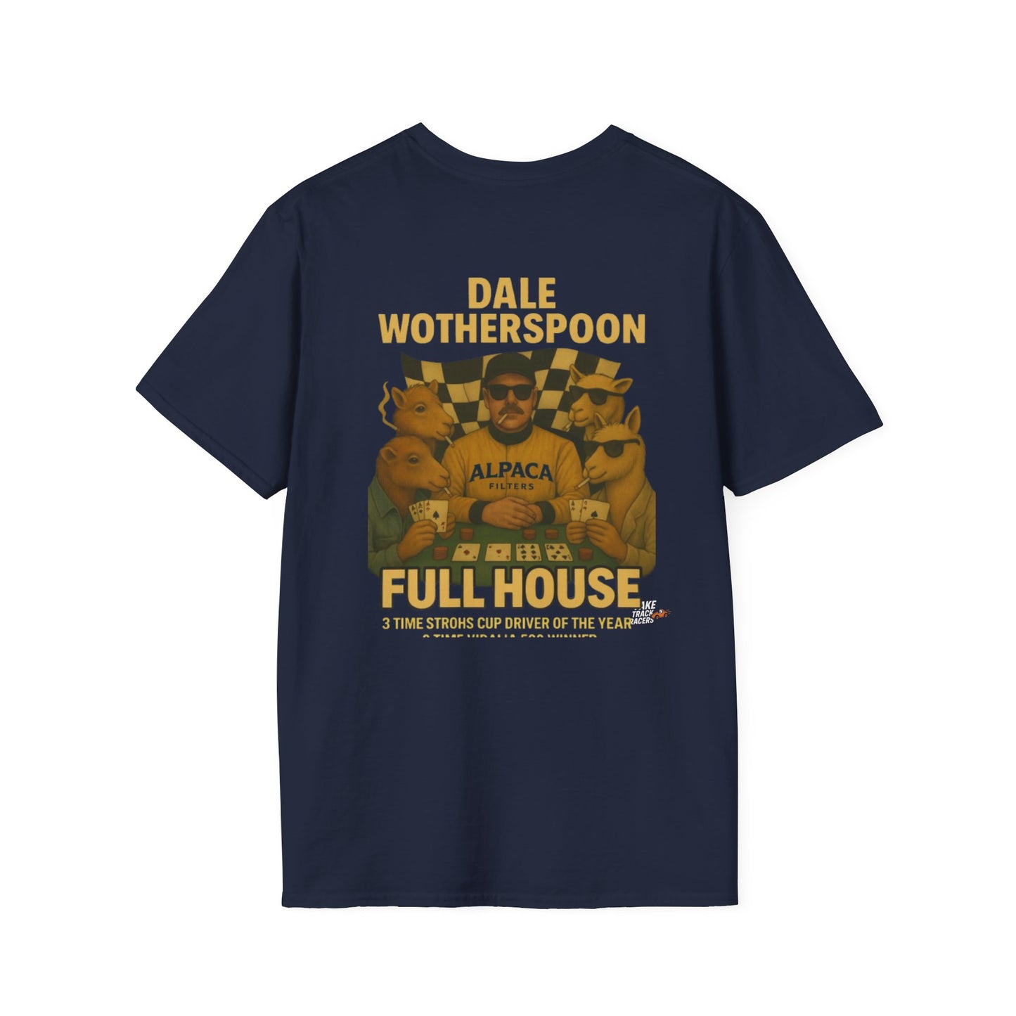 Vintage Style 90s Racing Tee Shirt DALE WOTHERSPOON Alpaca Fake Track Racers