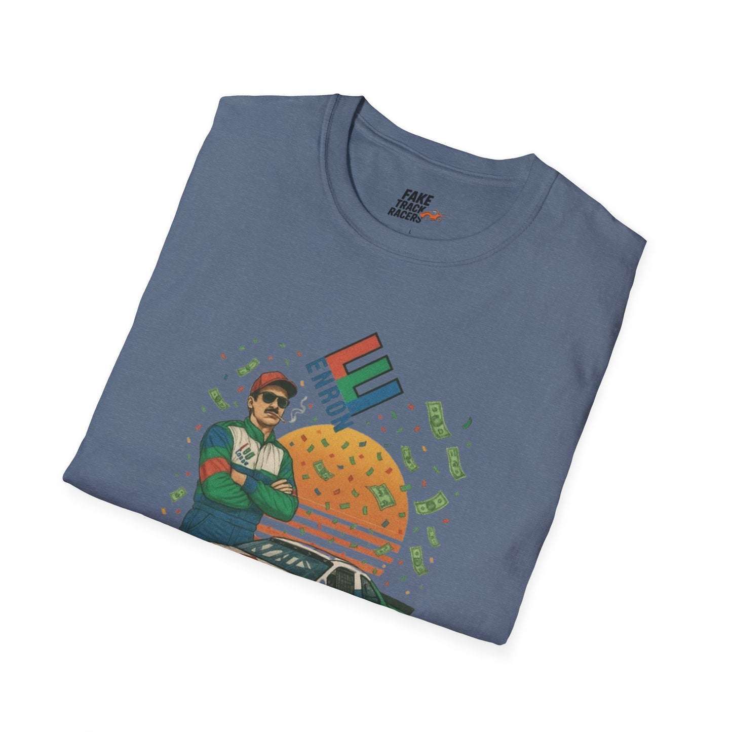 Vintage Style 90s Racing Tee Shirt BUCK BLANKENSHIP Enron Fake Track Racers