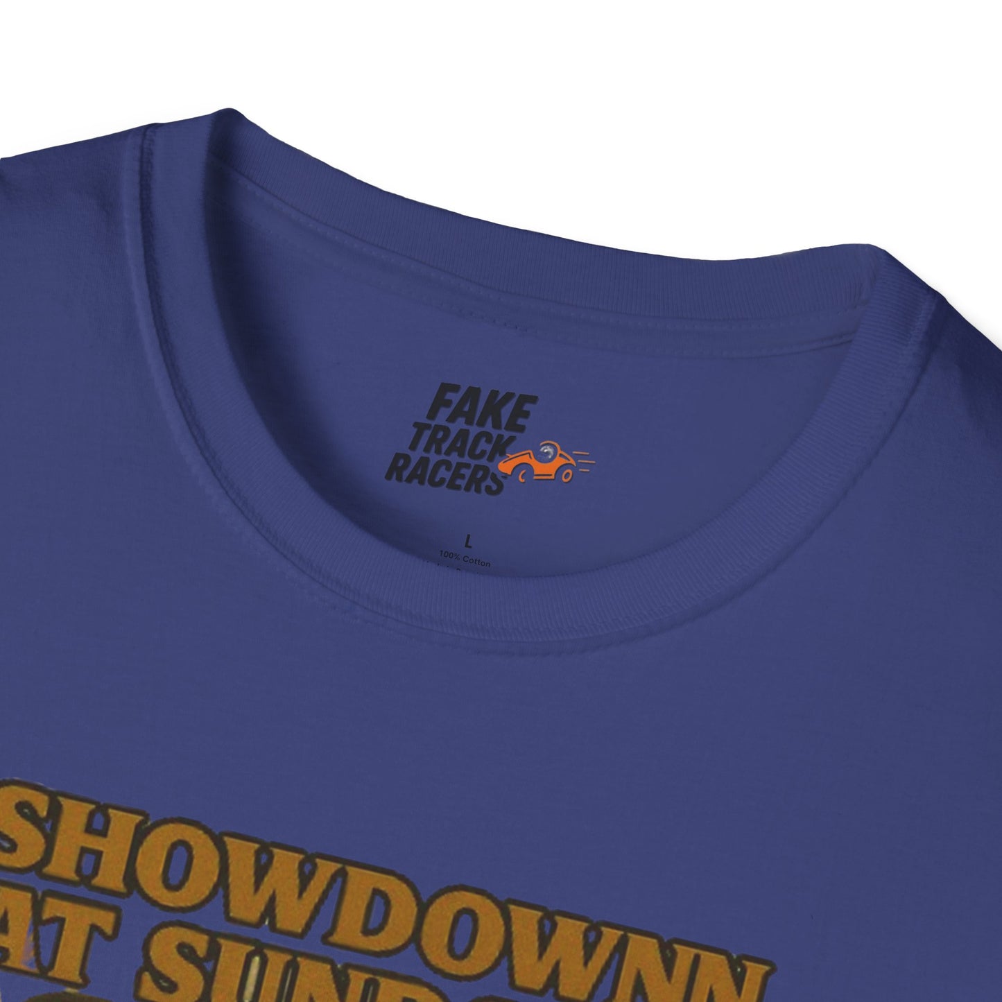 Vintage Style 90s Racing Tee Shirt SHOWDOWN AT SUNDOWN Fake Track Racers