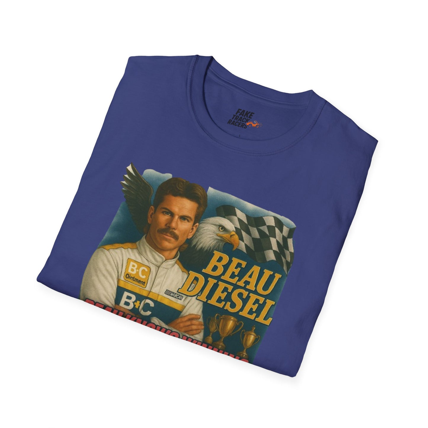 Vintage Style 90s Racing Tee Shirt BEAU DIESEL BC Fake Track Racers