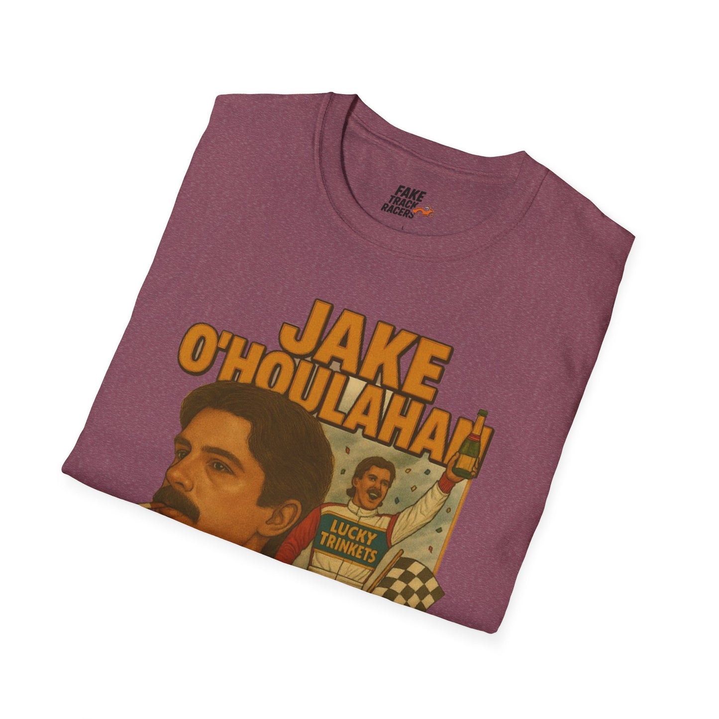 Vintage Style 90s Racing Tee Shirt JAKE OHOULAHAN Lucky Trinkets Fake Track Racers