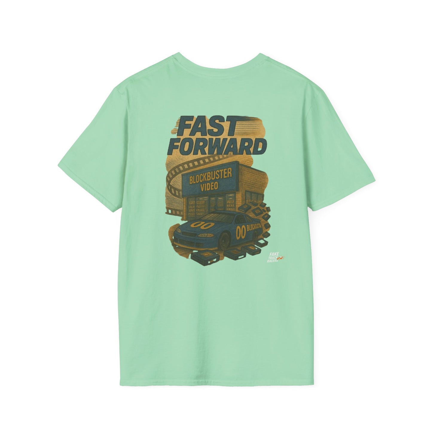 Vintage Style 90s Racing Tee Shirt DARRELL CROSBY Blockbuster Fake Track Racers