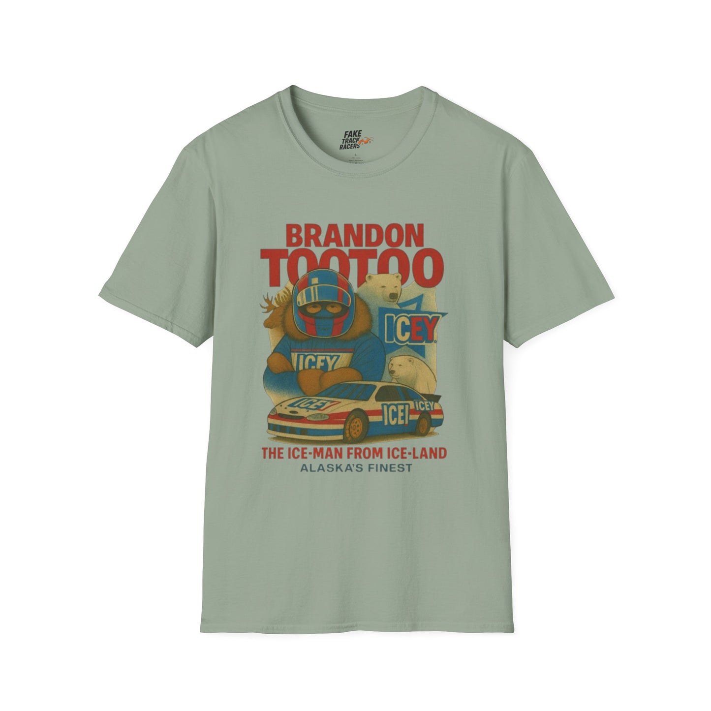 Vintage Style 90s Racing Tee Shirt BRANDON TOOTOO Alaska Fake Track Racers