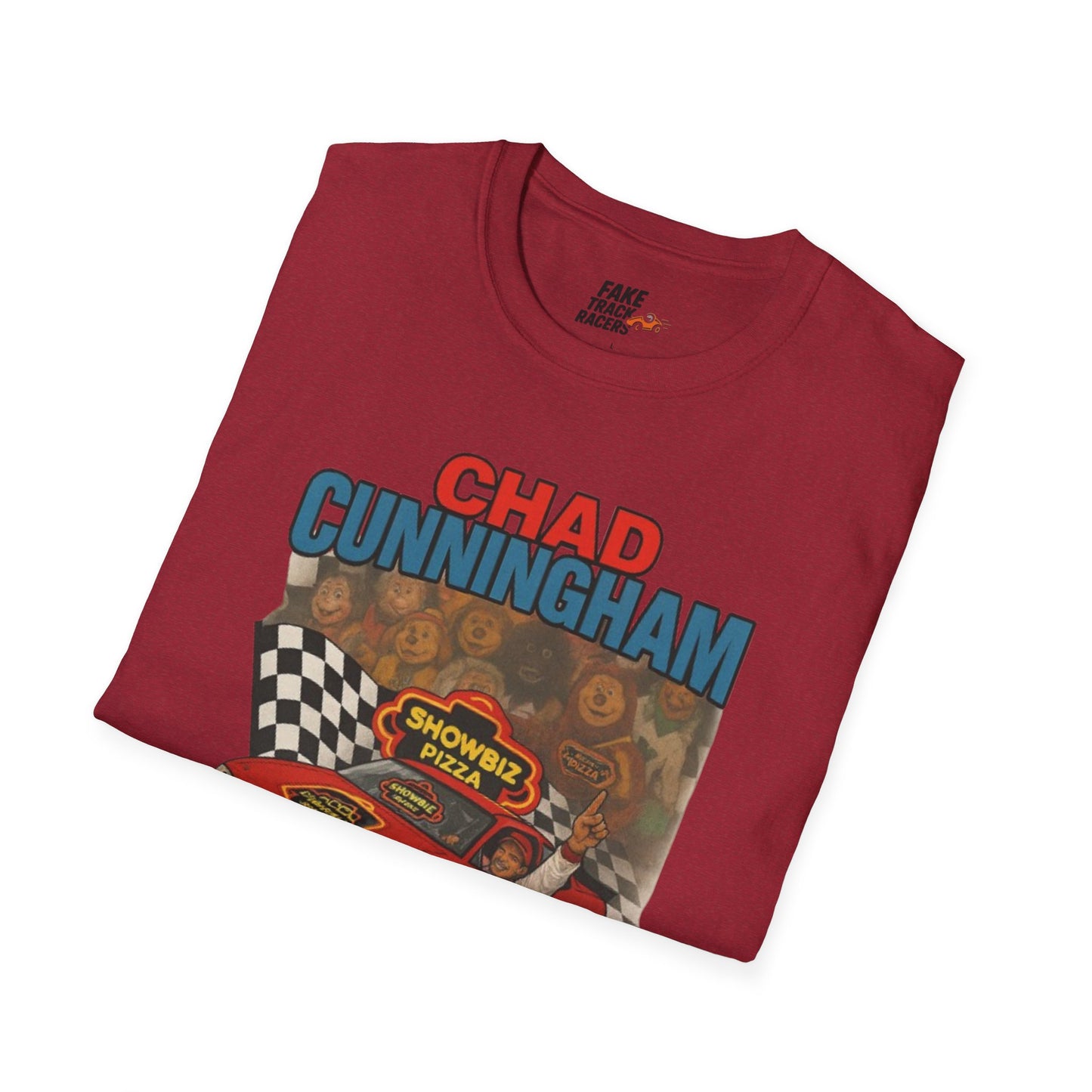 Vintage Style 90s Racing Tee Shirt CHAD CUNNINGHAM Showbiz Fake Track Racers
