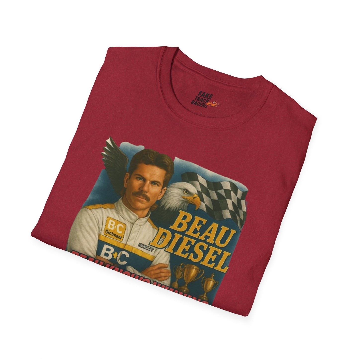 Vintage Style 90s Racing Tee Shirt BEAU DIESEL BC Fake Track Racers