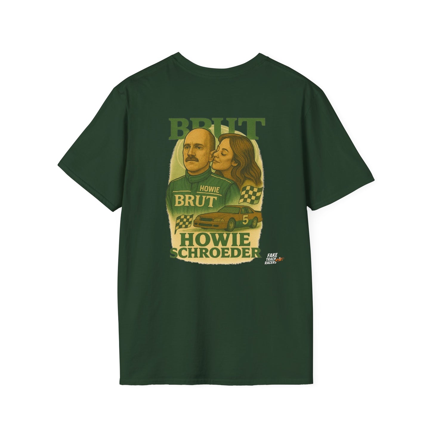 Vintage Style 90s Racing Tee Shirt HOWIE SCHROEDER Brut Fake Track Racers