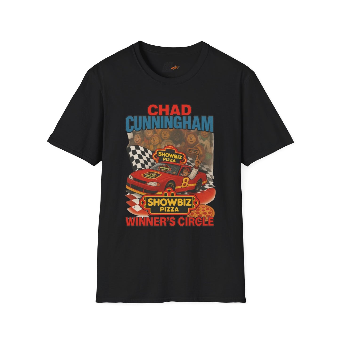 Vintage Style 90s Racing Tee Shirt CHAD CUNNINGHAM Showbiz Fake Track Racers