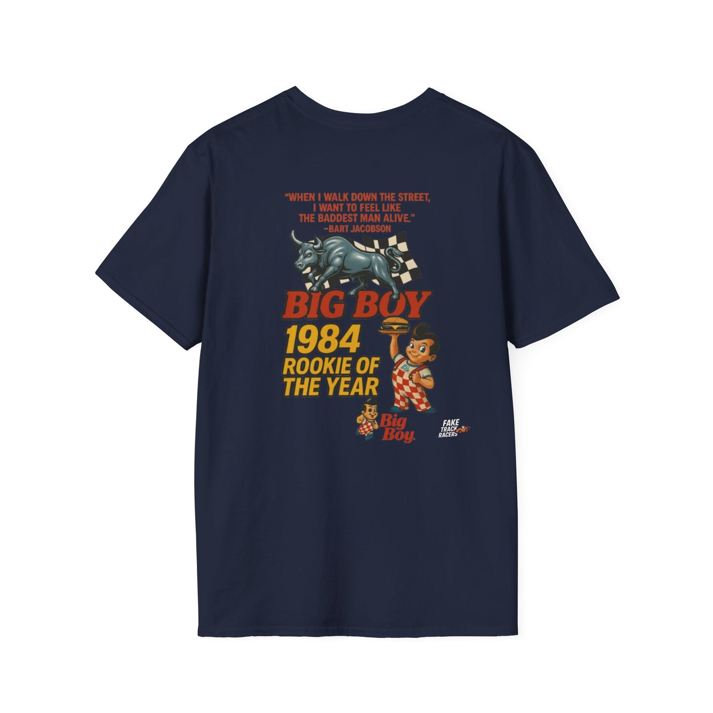Vintage Style 90s Racing Tee Shirt BART JACOBSON Baddest Fake Track Racers