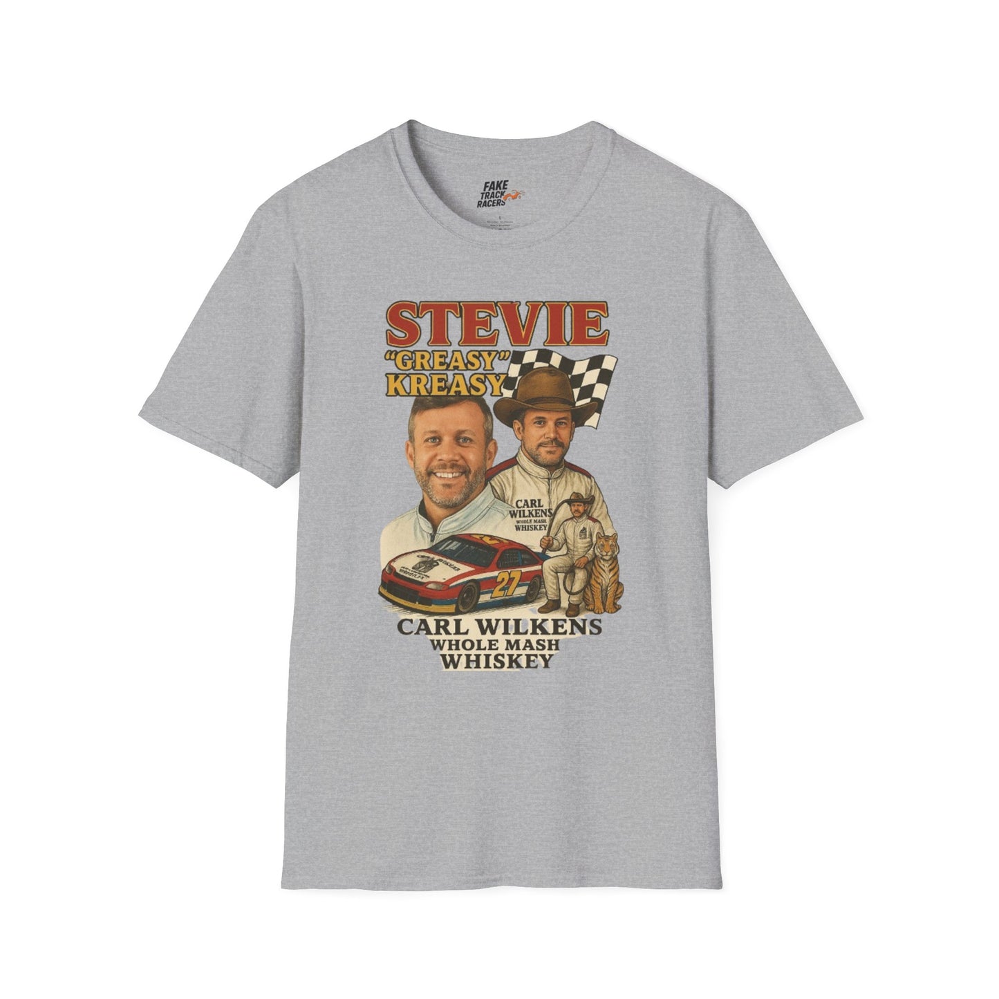 Vintage Style 90s Racing Tee Shirt STEVIE KREASY Whiskey Fake Track Racers