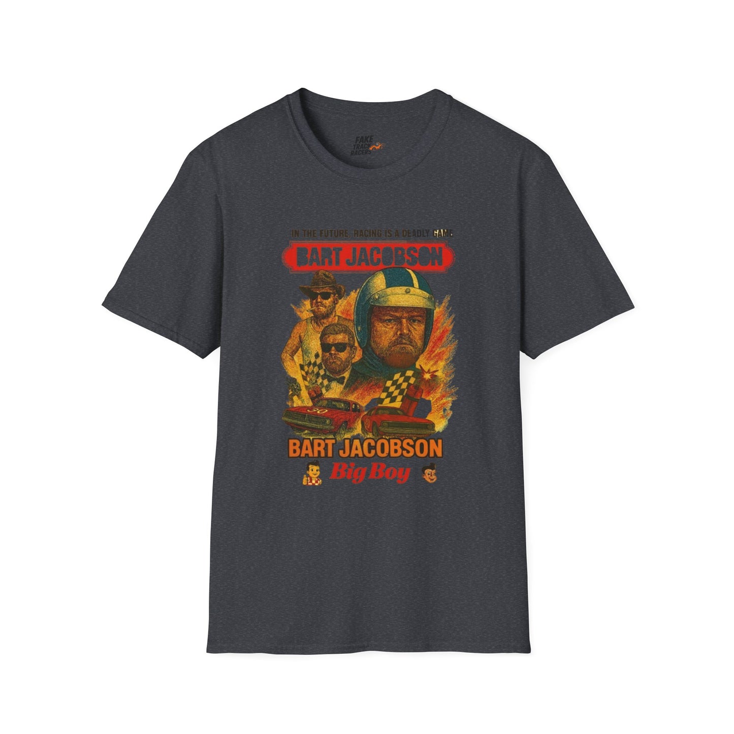 Vintage Style 90s Racing Tee Shirt BART JACOBSON Baddest Fake Track Racers