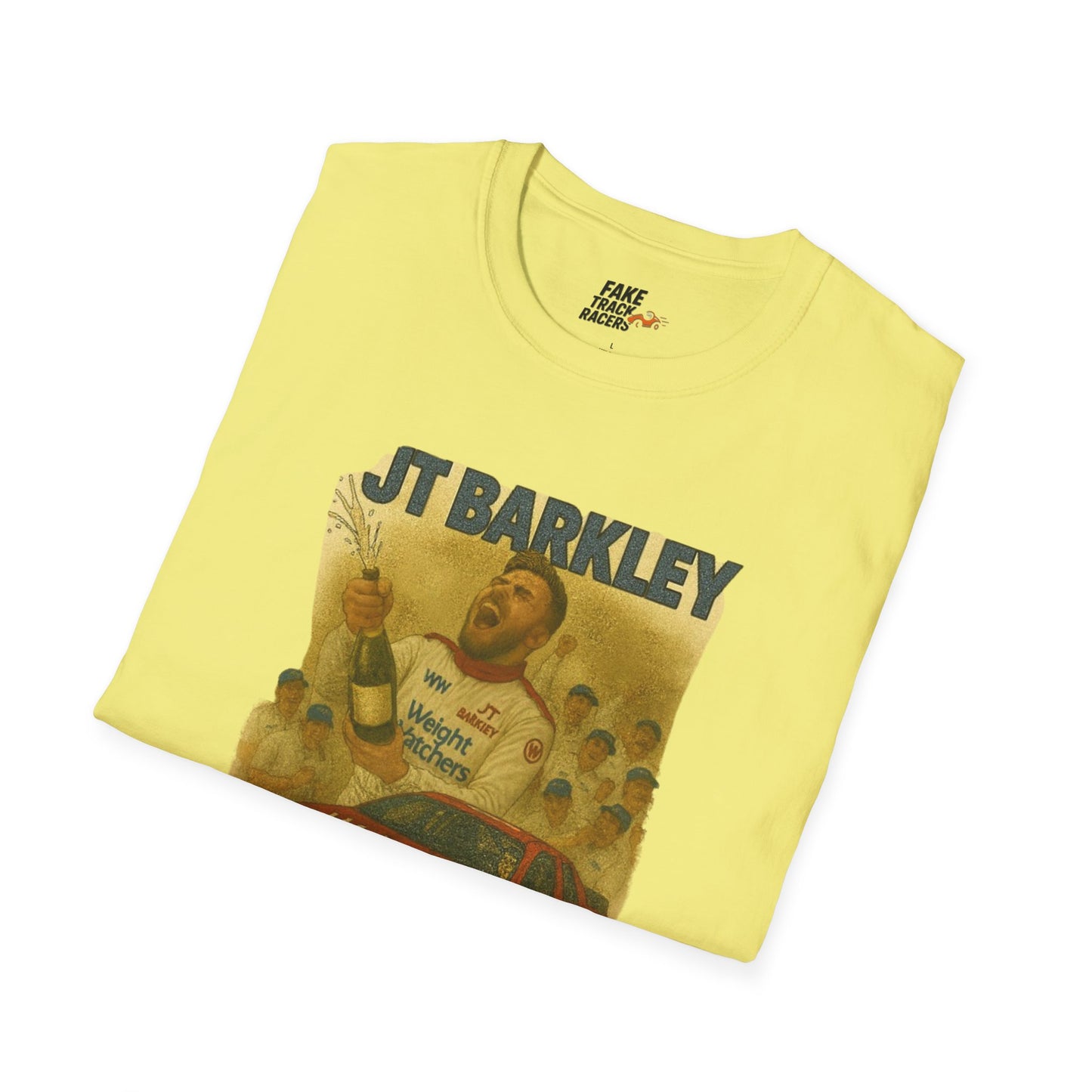 Vintage Style 90s Racing Tee Shirt JT BARKLEY Champion Shirt Fake Track Racers
