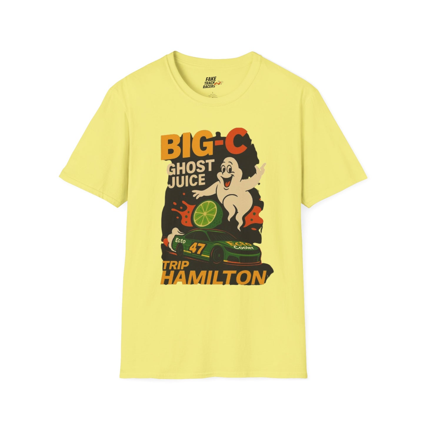 Vintage Style 90s Racing Tee Shirt TRIP HAMILTON BigC Fake Track Racers