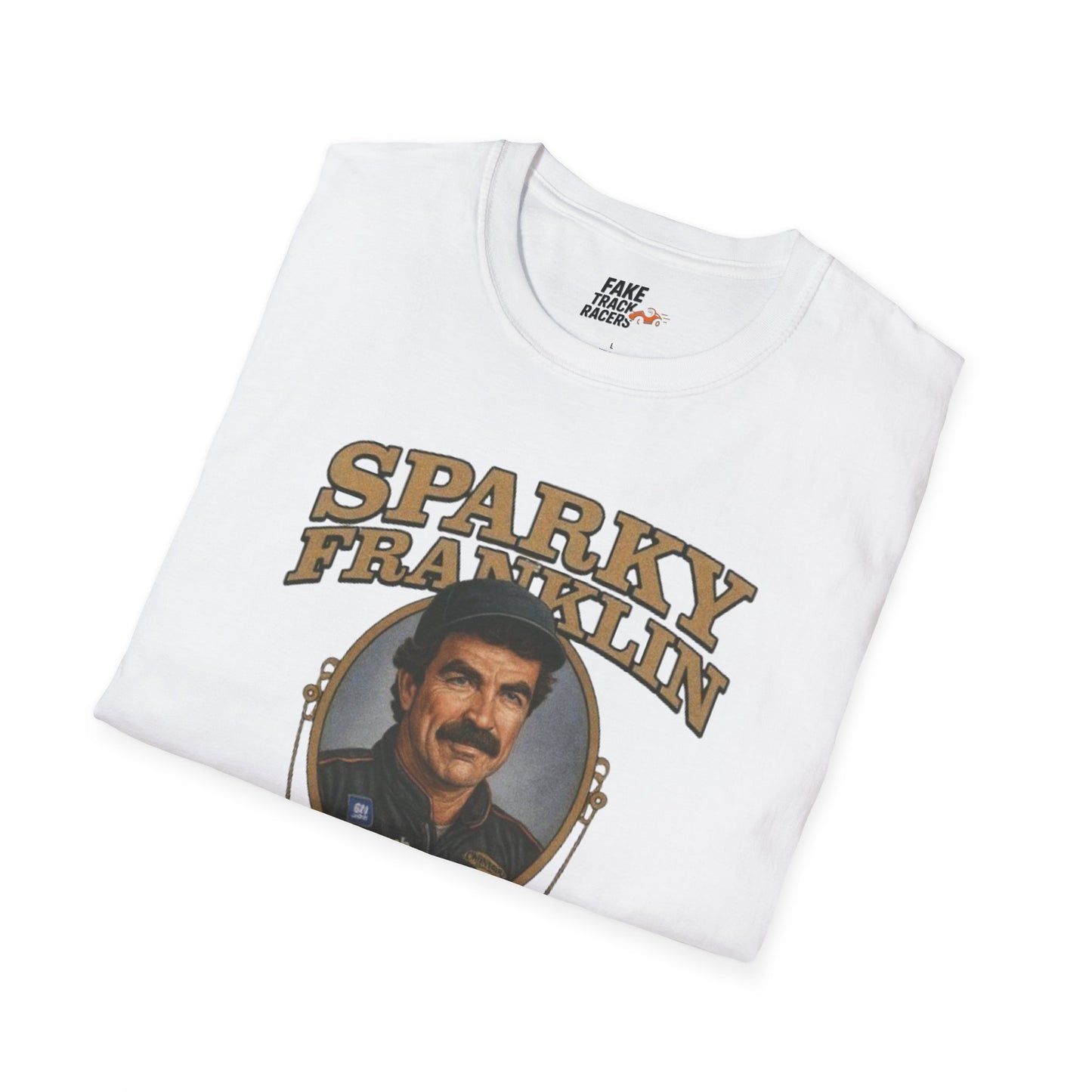 Vintage Style 90s Racing Tee Shirt SPARKY FRANKLIN OCTAVOLINE Fake Track Racers