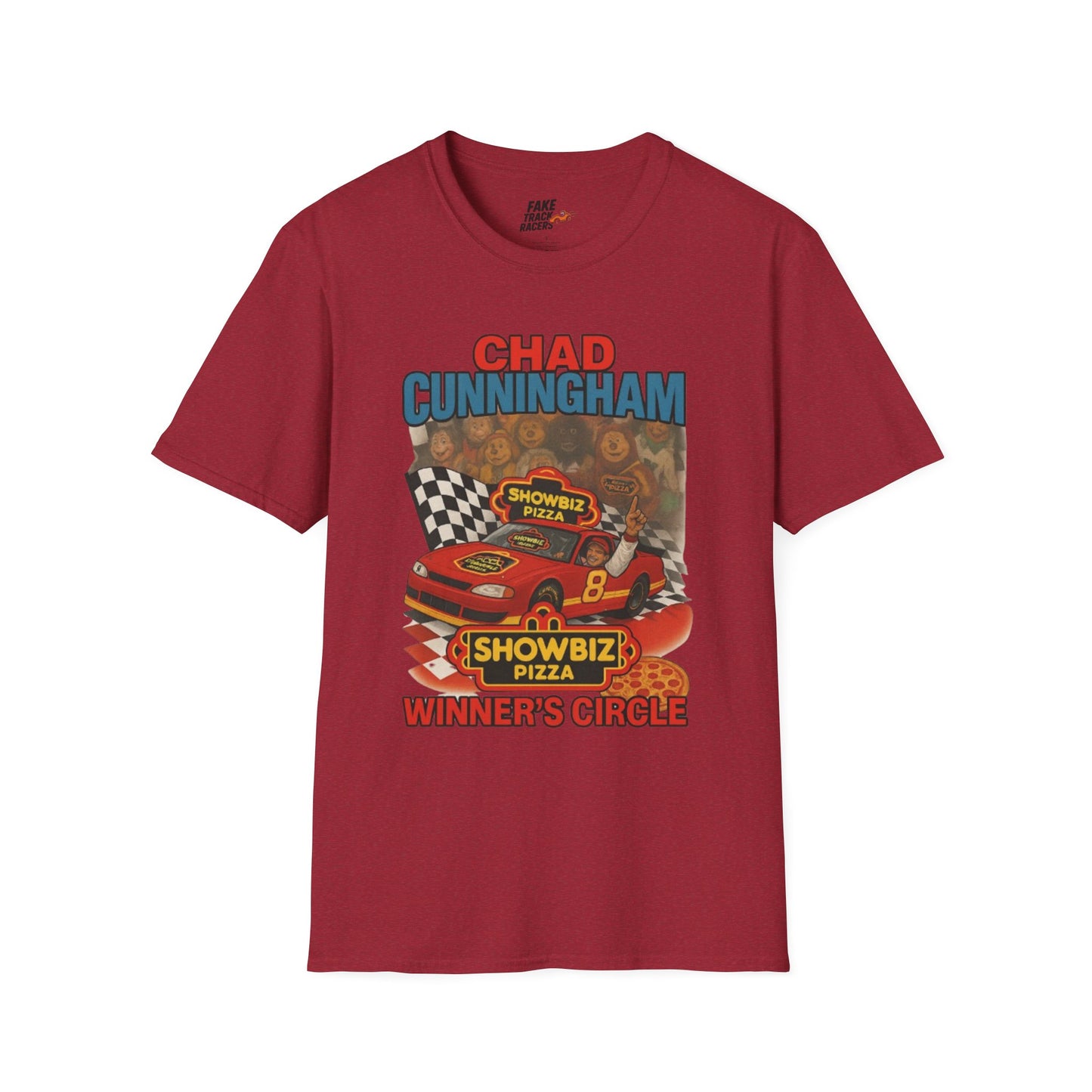 Vintage Style 90s Racing Tee Shirt CHAD CUNNINGHAM Showbiz Fake Track Racers