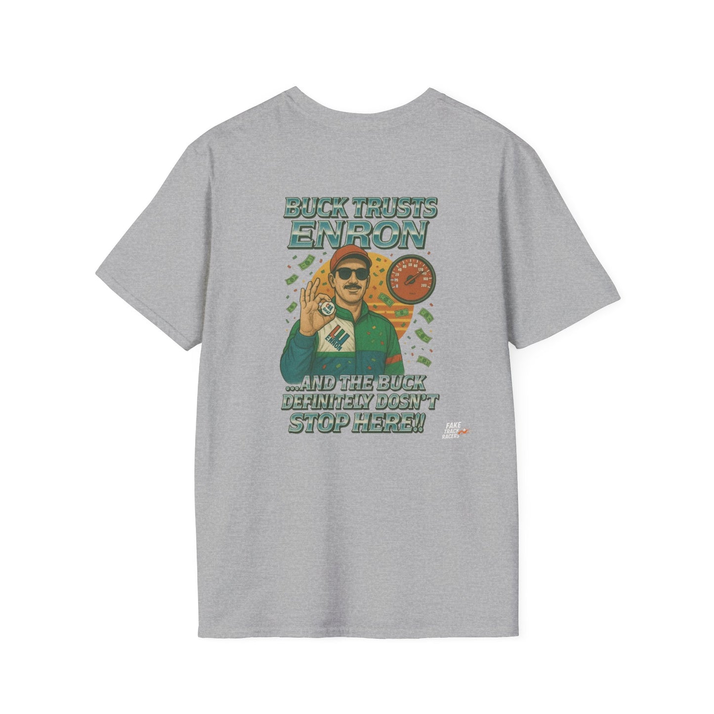 Vintage Style 90s Racing Tee Shirt BUCK BLANKENSHIP Enron Fake Track Racers