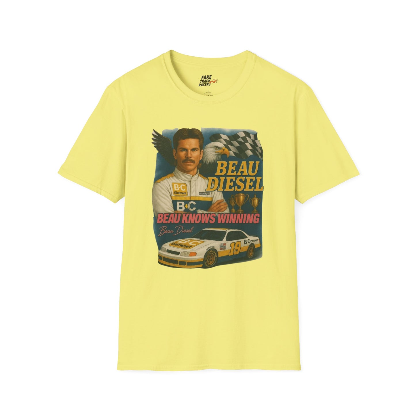 Vintage Style 90s Racing Tee Shirt BEAU DIESEL BC Fake Track Racers