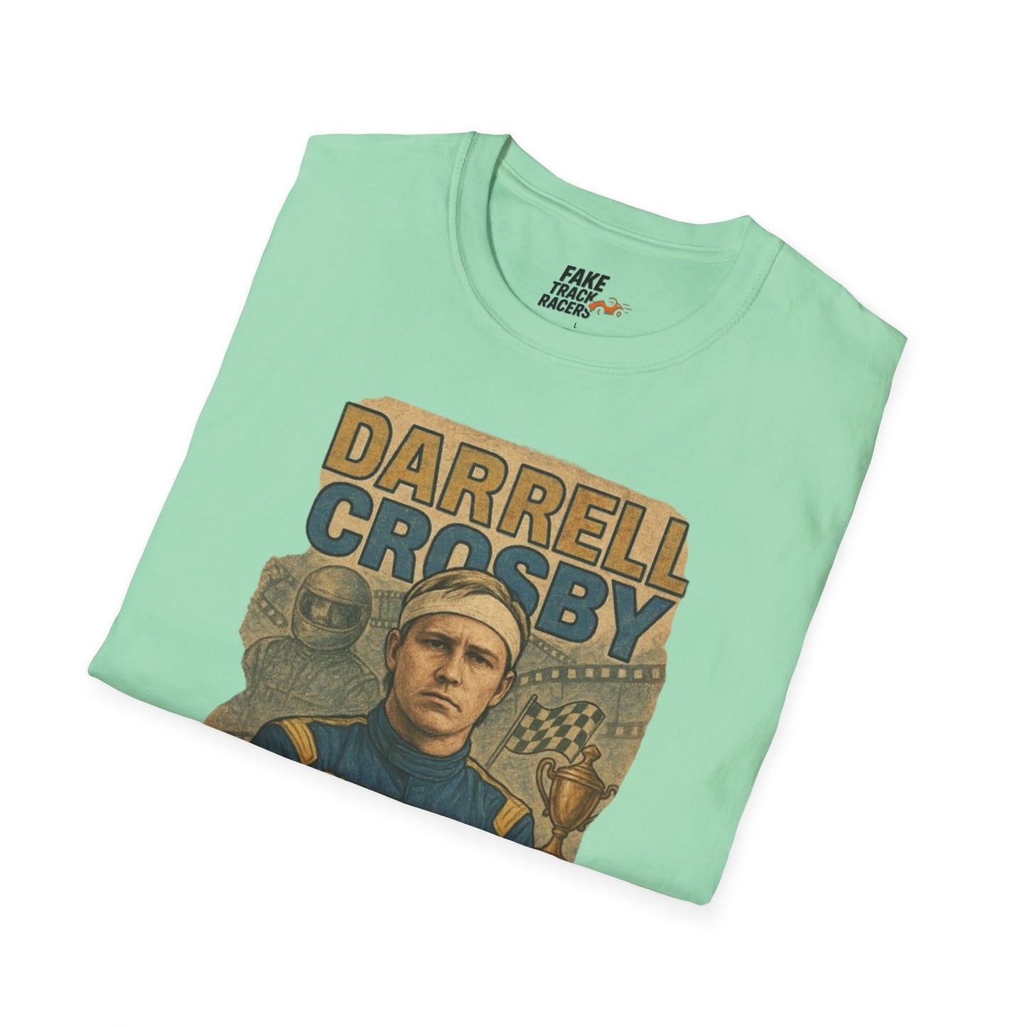 Vintage Style 90s Racing Tee Shirt DARRELL CROSBY Blockbuster Fake Track Racers