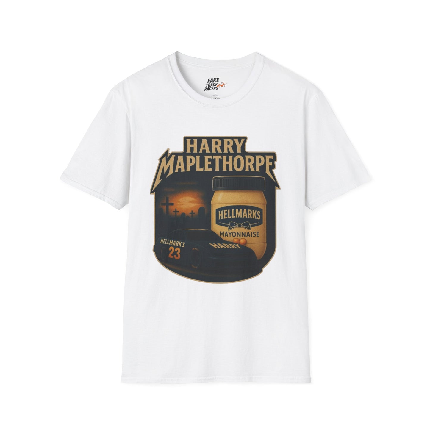Vintage Style 90s Racing Tee Shirt HARRY MAPLETHORPE Hellmark's Fake Track Racers