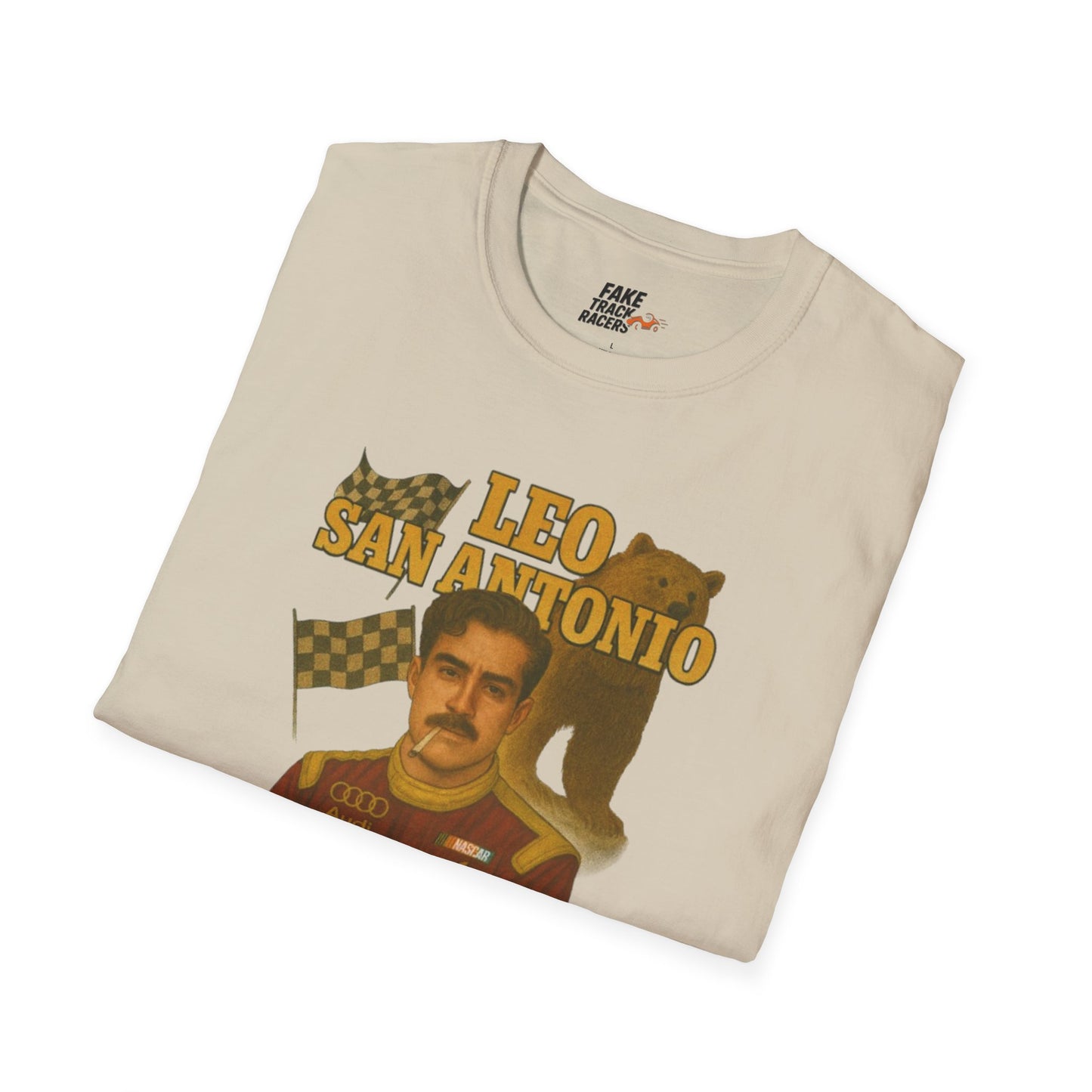 Vintage Style 90s Racing Tee Shirt LEO SAN ANTONIO Grizzly Shirt Fake Track Racers