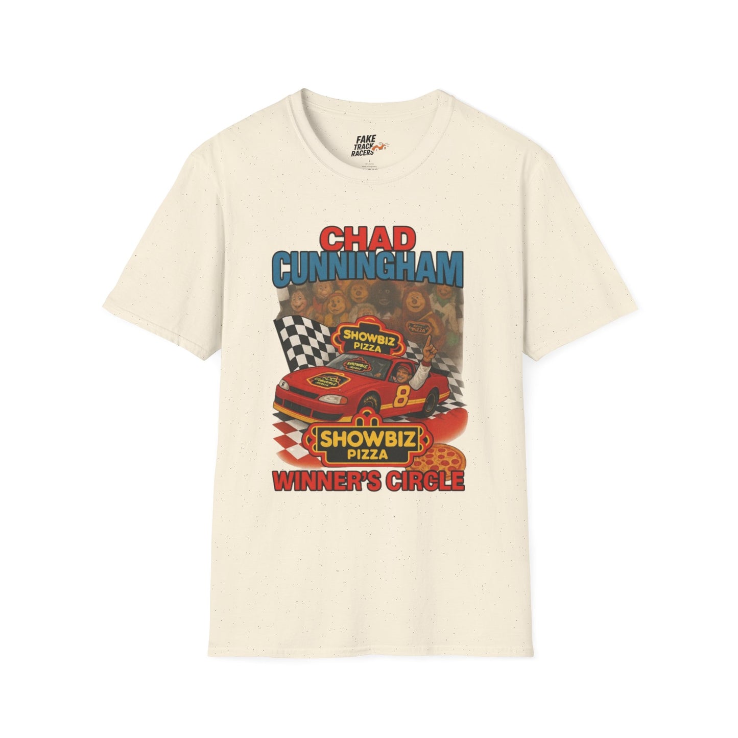 Vintage Style 90s Racing Tee Shirt CHAD CUNNINGHAM Showbiz Fake Track Racers