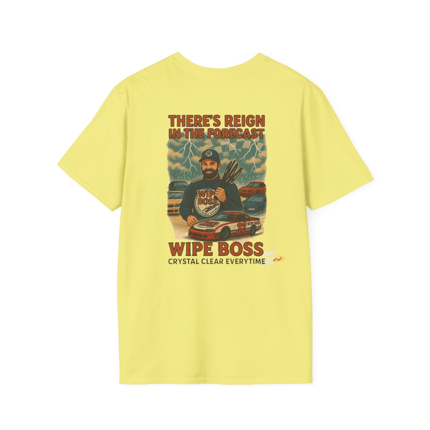 Vintage Style 90s Racing Tee Shirt STEWART STORM Wipe Boss Fake Track Racers