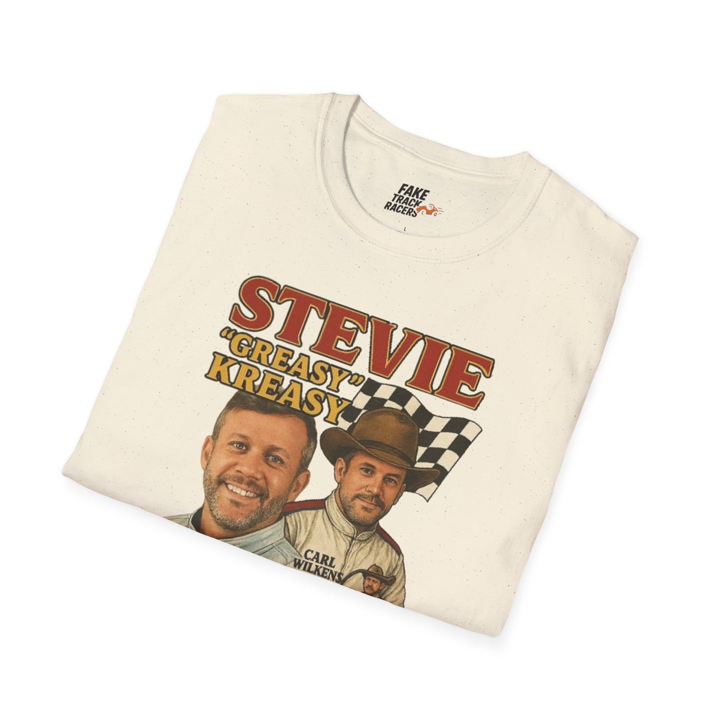 Vintage Style 90s Racing Tee Shirt STEVIE KREASY Whiskey Fake Track Racers