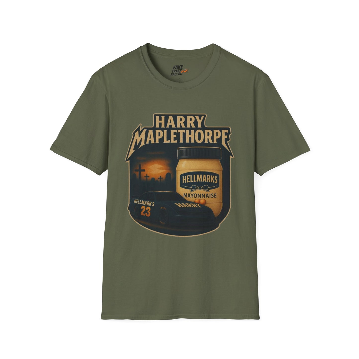 Vintage Style 90s Racing Tee Shirt HARRY MAPLETHORPE Hellmark's Fake Track Racers