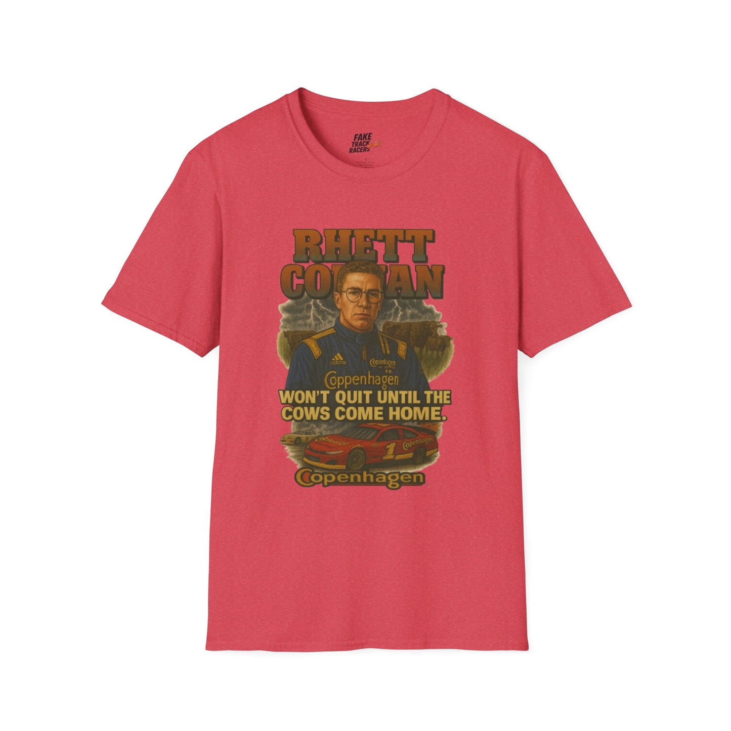 Vintage 90s Racing Tee Shirt RHETT COWAN, Fake Track Racing Shirt