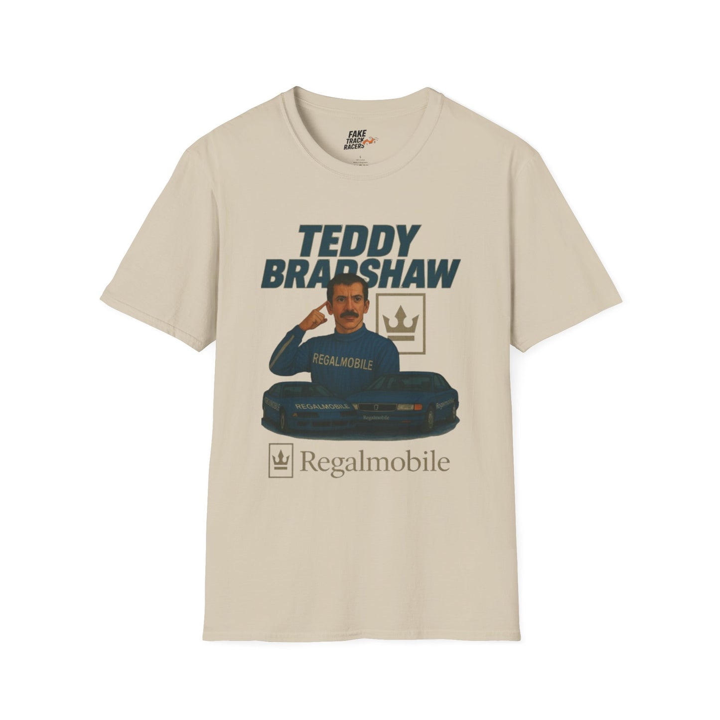 Vintage Style 90s Racing Tee Shirt TEDDY BRADSHAW Regal Fake Track Racers