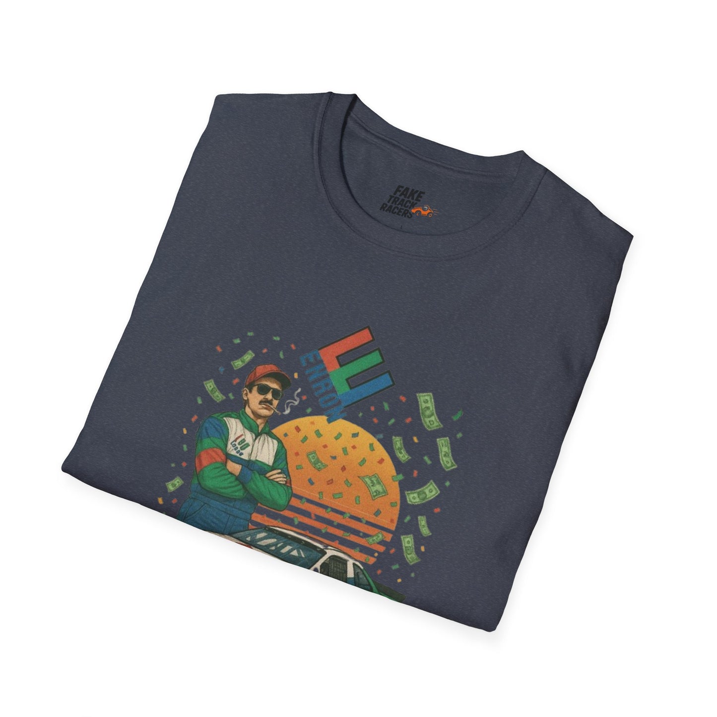 Vintage Style 90s Racing Tee Shirt BUCK BLANKENSHIP Enron Fake Track Racers