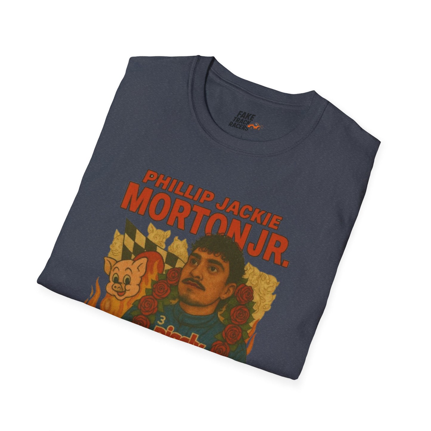 Vintage Style 90s Racing Tee Shirt PHILLIP JACKIE MORTON JR PW Fake Track Racers
