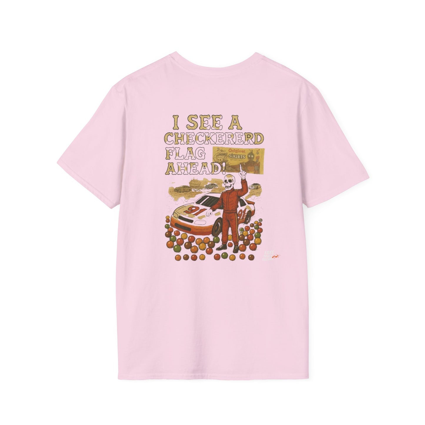Vintage Style 90s Racing Tee JED NEWMAN Pirate Fake Track Racers