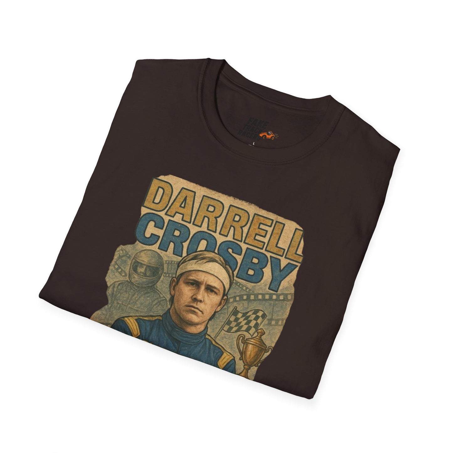 Vintage Style 90s Racing Tee Shirt DARRELL CROSBY Blockbuster Fake Track Racers